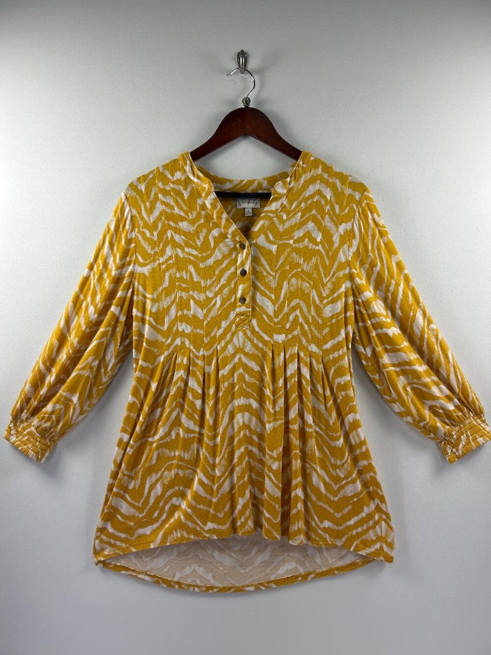 Wonderly Burnt Orange Tie-Dye Print Long Sleeve Blouse Size S